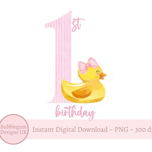 Eine Ente PNG, Ente 1. Geburtstag Sublimationsdesign, Gummiente Geburtstagsfeier Dekor, gelbe Entenparty, Enten, sofortiger digitaler Download