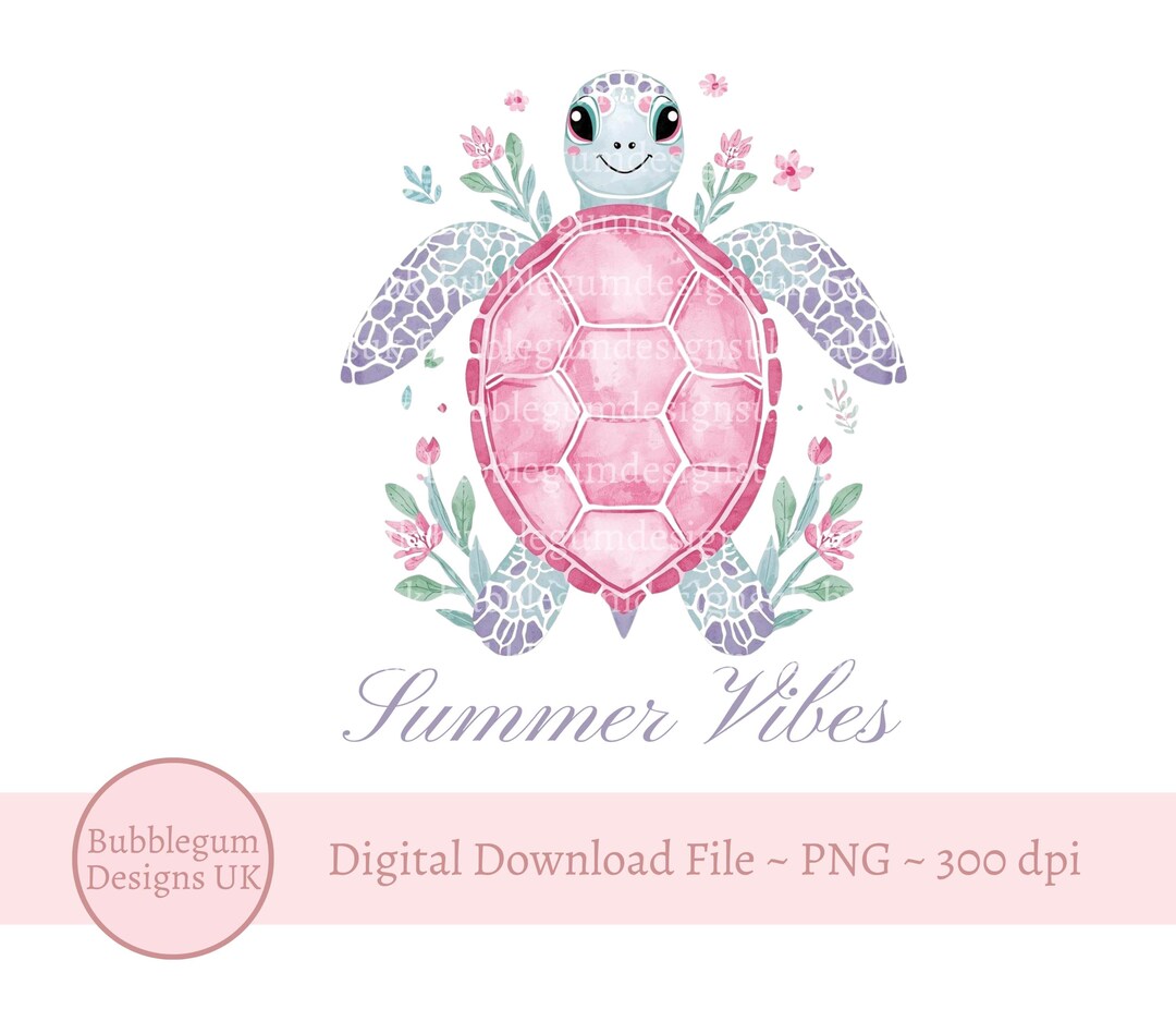 Turtleson Pink Pattern Pink Floral Turtle PNG, Summer Shirt Design, Turtle Under the Sea ...