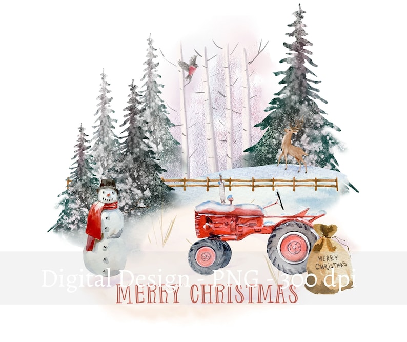 Christmas Snowy Farm Scene PNG Christmas Clip Art Christmas | Etsy
