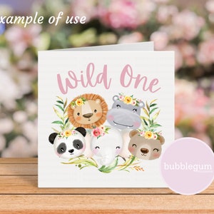 Girls Wild One Baby Safari Animals PNG, Watercolor Baby Animals, T ...