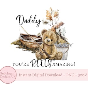 Diseño de sublimación PNG de oso pescador del Día del Padre, realmente asombroso, papá, clipart de pesca del Día del Padre, pesca, descarga digital instantánea