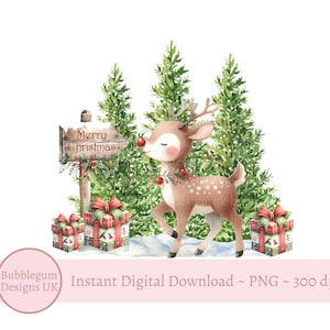 Cerf des bois joyeux Noël sublimation, PNG, renne des bois, mon premier réveillon de Noël, carte de Noël, téléchargement immédiat