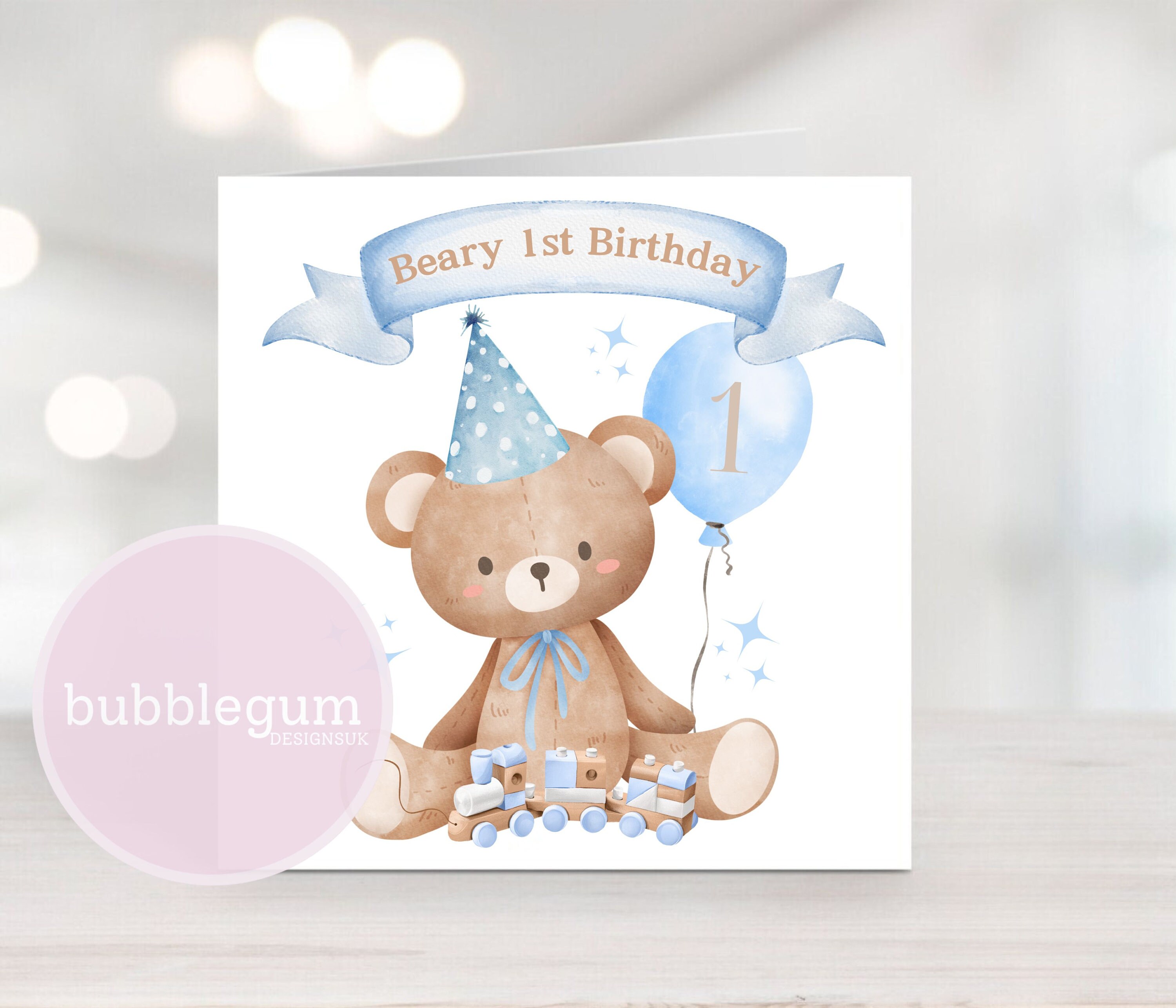 Teddy Bear Blue Balloon 1st Birthday PNG, Beary 1st Birthday ...