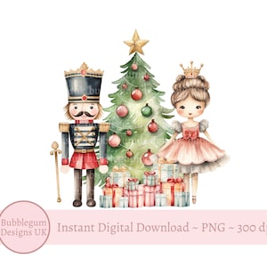 Árvore de bailarina quebra-nozes PNG, design de sublimação quebra-nozes, design de saco de Papai Noel, enfeite de Natal, cartão de Natal, download digital instantâneo