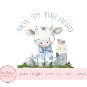 Welkom bij de kudde blauwe koe PNG, nieuw babysublimatieontwerp, babyshower voor baby's, nieuw babyvestje, Hello Baby-clipart, instant digitale download