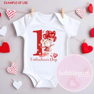Souris mignonne 1er PNG pour la Saint-Valentin, conception de sublimation de souris de la Saint-Valentin, première conception de T-shirt de bébé de la Saint-Valentin, téléchargement numérique immédiat