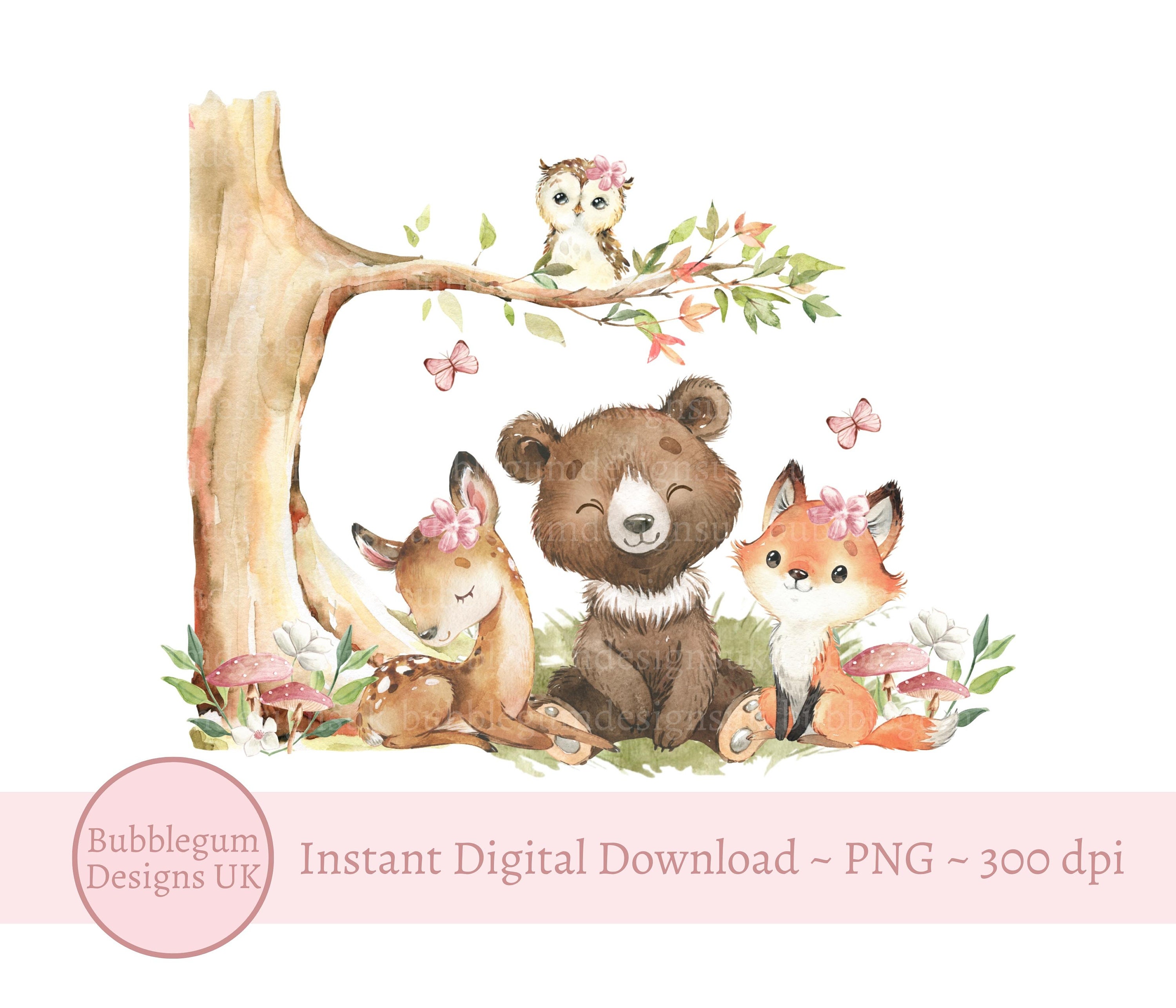 Forest Animals PNG Woodland Animals Sublimation Design Etsy