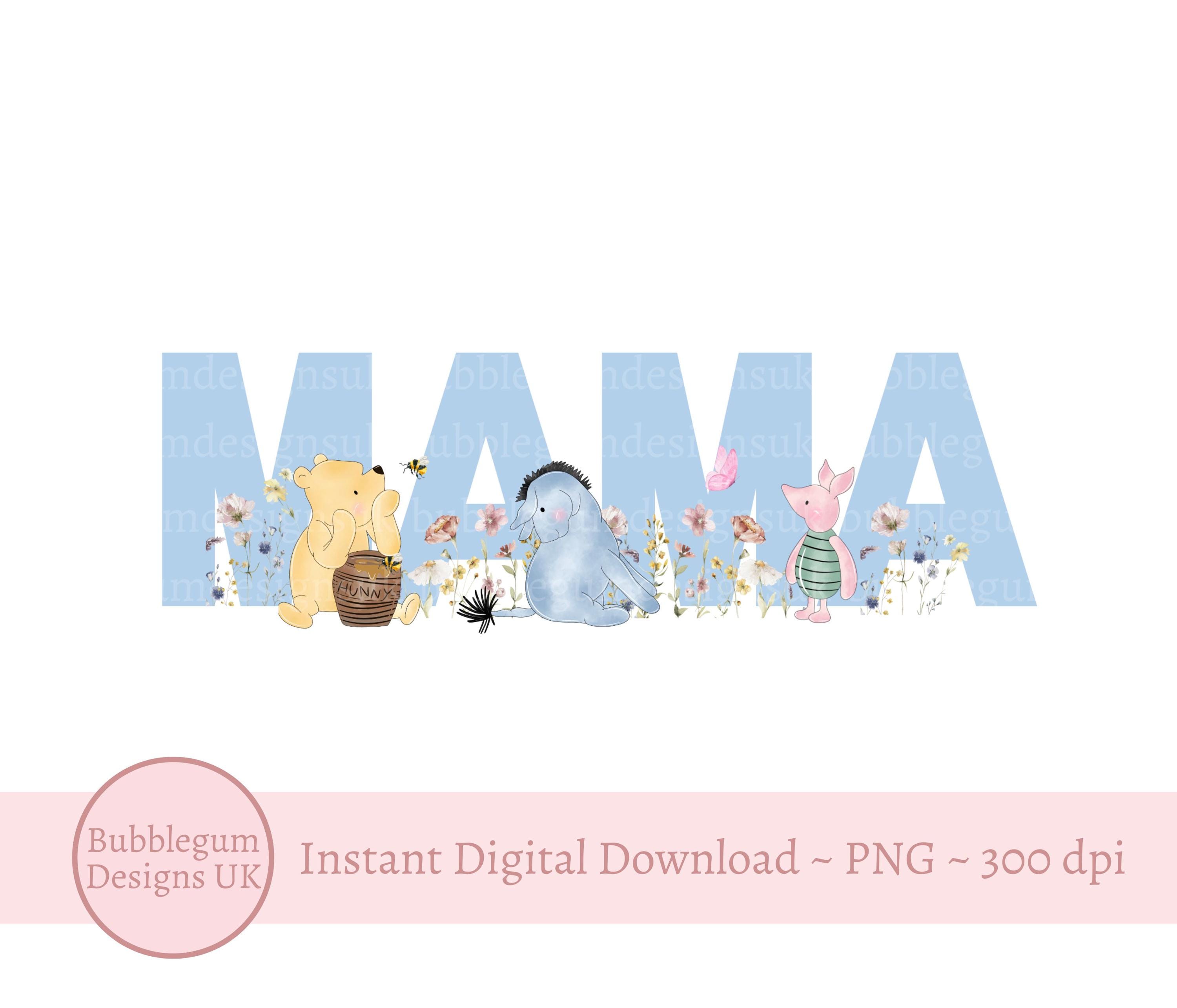 Winnie the Pooh Mama Dada Pngs, Pooh Birthday Sublimation Design 