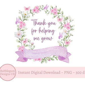 Grazie per avermi aiutato a crescere Sublimazione, PNG, Apprezzamento insegnante, Assistente insegnante, Biglietto insegnante, Etichetta regalo, Download digitale istantaneo