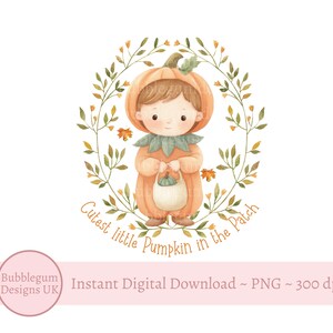 Najsłodsza mała dynia w łatce PNG, projekt sublimacji jesiennej dyni, urocze cliparty z dyniami, jesienna dynia, natychmiastowe pobieranie cyfrowe