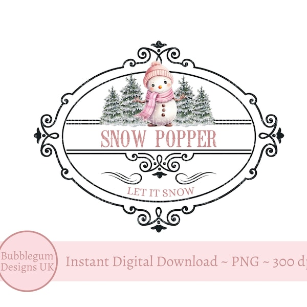 Snow Popper Label PNG, Magic Snow Sticker Design, Christmas Label, Sublimation Design, Christmas Eve Box, Instant Digital Download