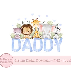 Blue Safari Father's Day Daddy PNG, Father's Day Sublimation Design, Fathers Day Card Design, 1st Father's Day,  Instant Digital Download