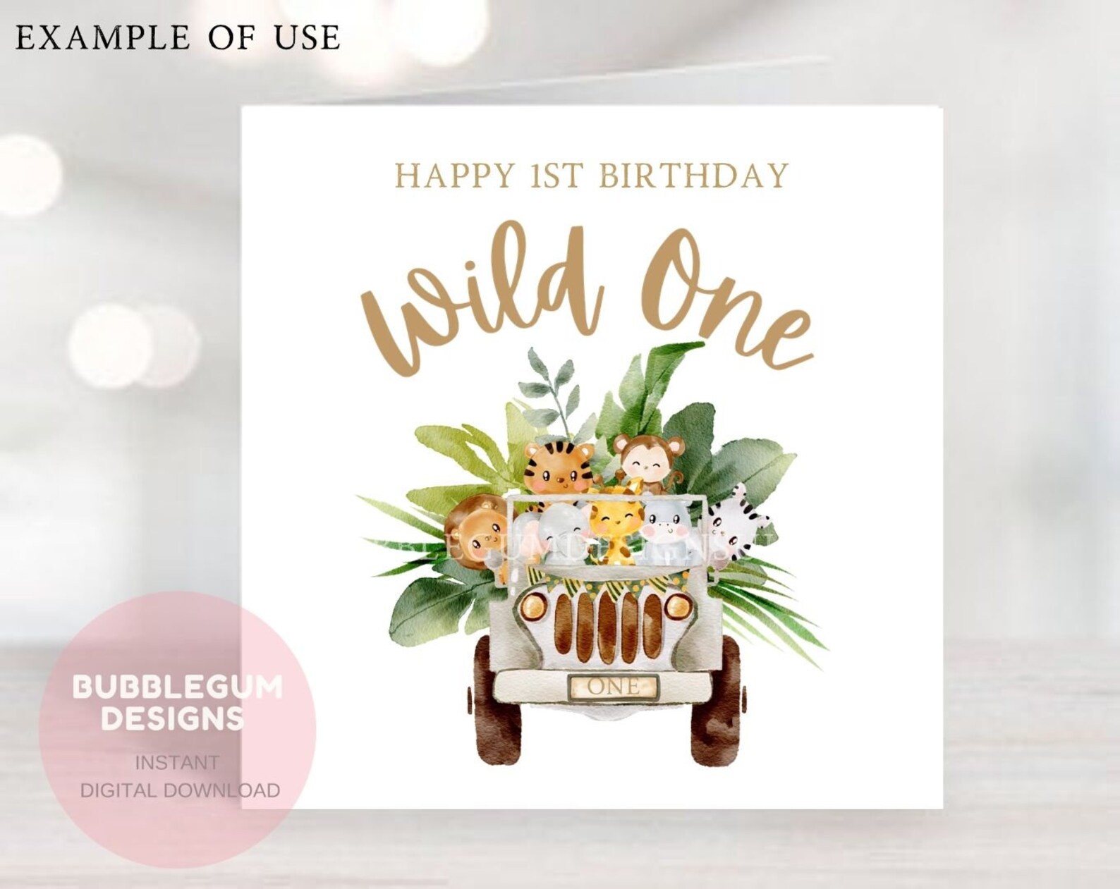 Wild One Baby Safari Animals Jeep PNG Watercolor Baby - Etsy