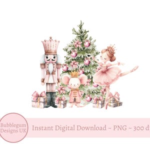 Árvore de bailarina quebra-nozes PNG, design de sublimação quebra-nozes, design de saco de Papai Noel, enfeite de Natal, cartão de Natal, download digital instantâneo