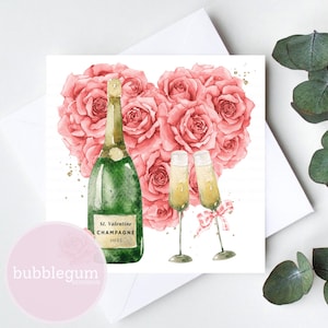 Champagne Pink Roses 2025 PNG, Clip Art Dia dos Namorados, Design de Cartão de Dia dos Namorados, Design de Sublimação, Download Digital Instantâneo