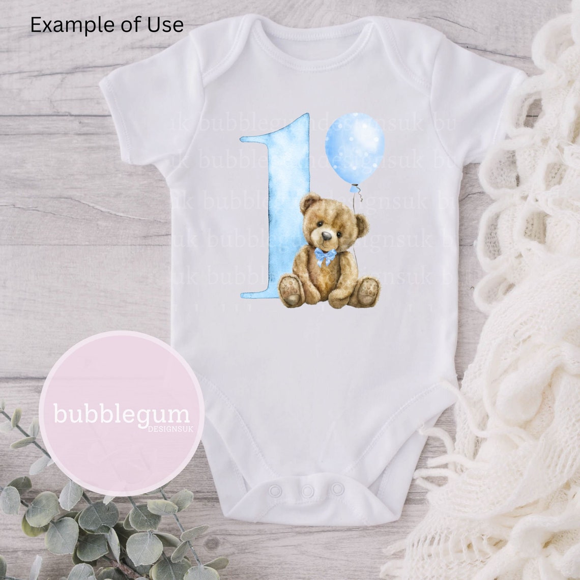 Buy Teddy Bear Blue Balloon 1st Birthday PNG, First Birthday ...