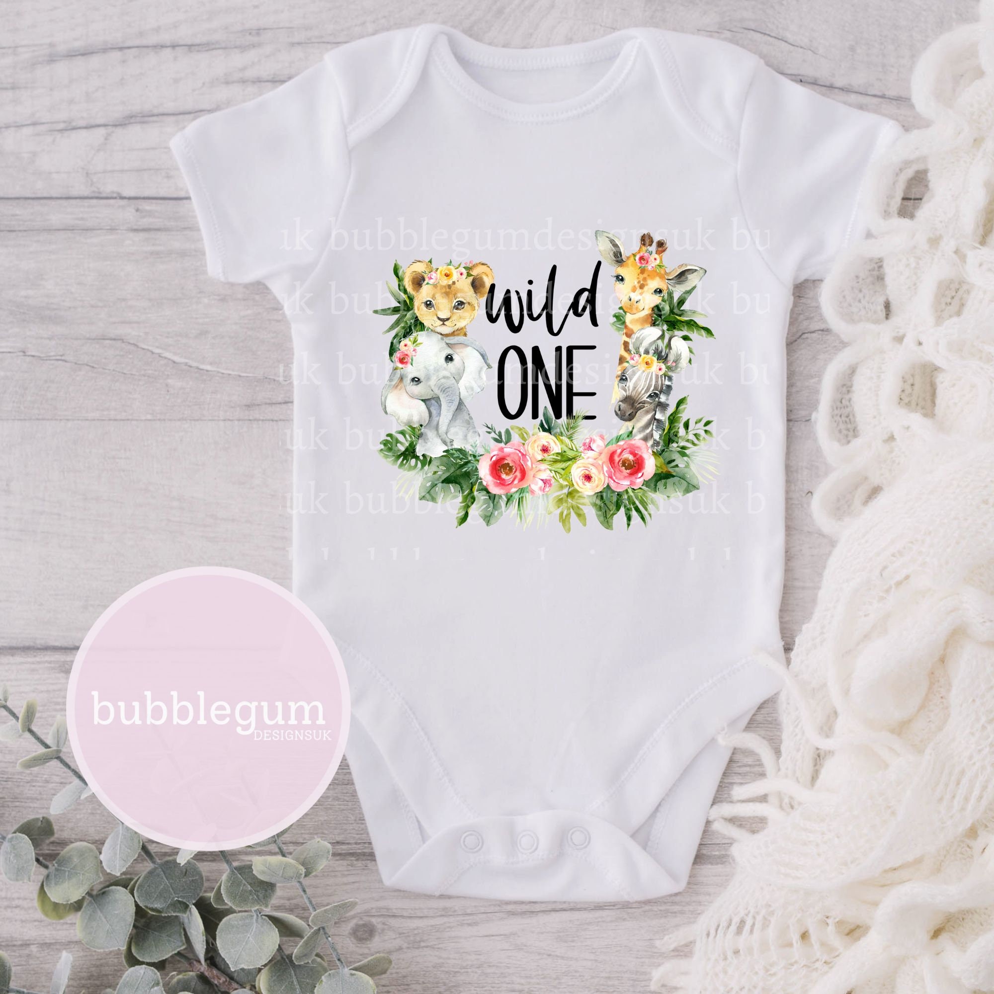 Girls Wild One Baby Safari Animals PNG, Watercolor Baby Animals, T ...