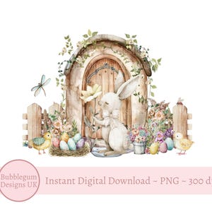 Woodland Easter Bunny PNG, Easter Sublimation Design, Cute Easter Rabbit, Easter Card Design, 1st Easter, Instant Digital Download
