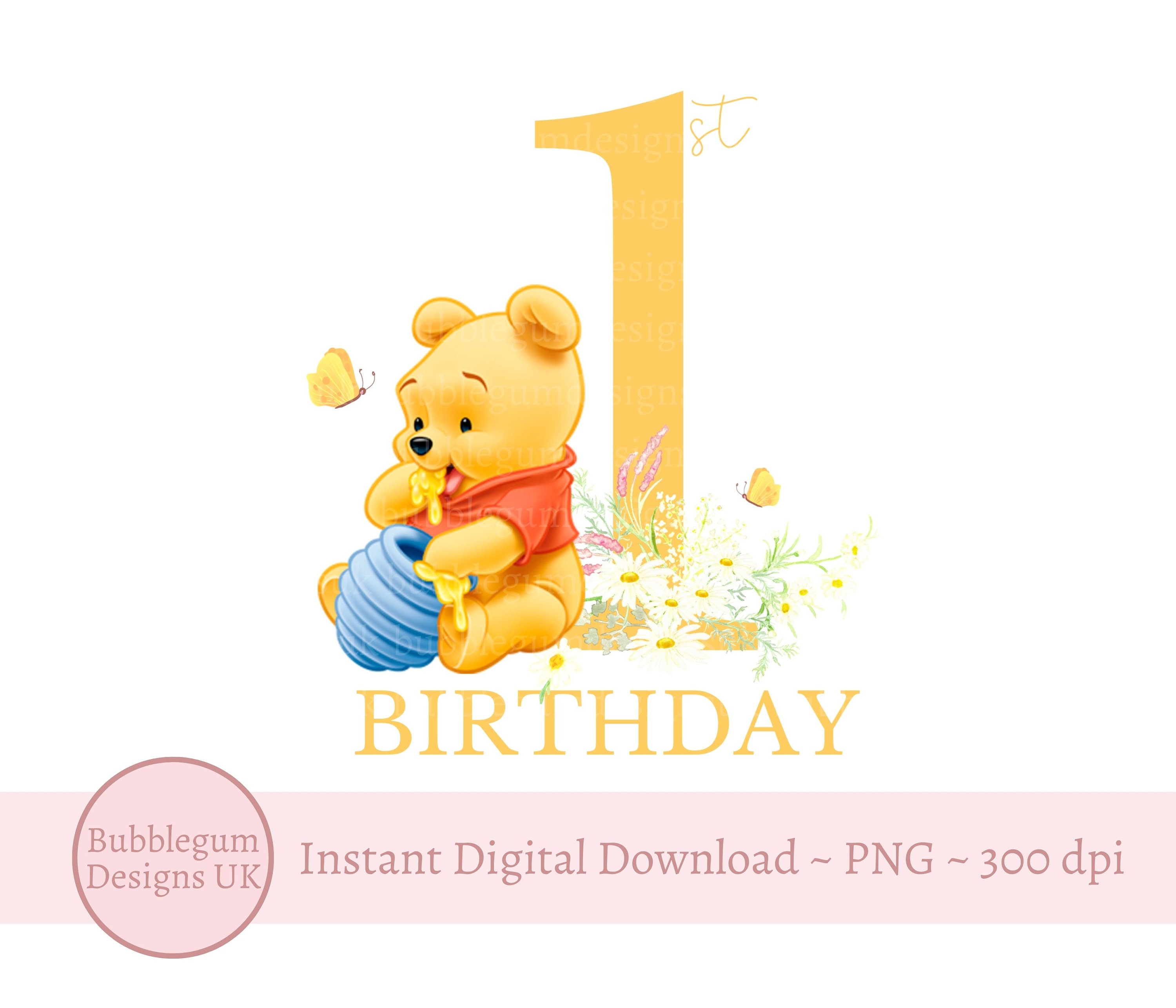 Winnie The Pooh 1st Birthday Wallpaper