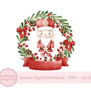 Guirlanda de quebra-nozes de Natal, sublimação, PNG, quebra-nozes, topo de caixa de véspera de Natal, cartão de Natal, design de saco, download digital instantâneo