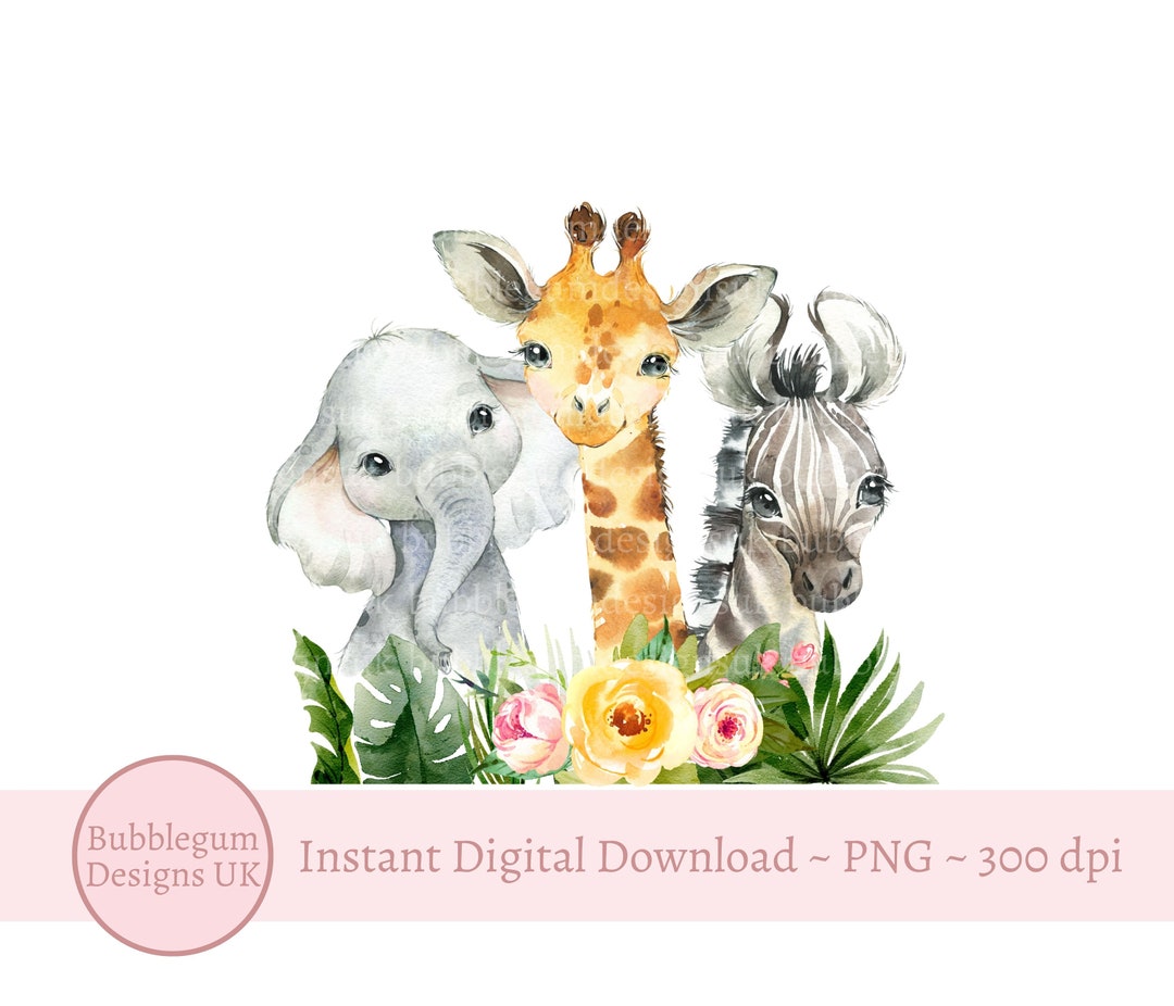 Baby Safari Animals PNG Watercolor Baby Animals Birthday - Etsy Australia
