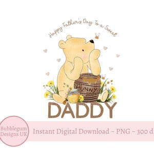 Feliz Día del Padre para un dulce papá, Winnie the Pooh PNG, Diseño de tarjeta del Día del Padre, Diseño de taza de sublimación para papá, Descarga digital instantánea