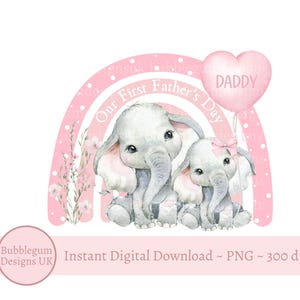 私たちの最初の父の日 - パパと赤ちゃんゾウの父の日昇華デザイン、PNG、父の日カードデザイン、パパ、インスタントデジタルダウンロード