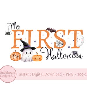 Mein erstes Halloween PNG, Halloween Clipart Sublimationsdesign, 1. Halloween-Baby-T-Shirt, Halloween-Leckerli-Tasche, sofortiger digitaler Download