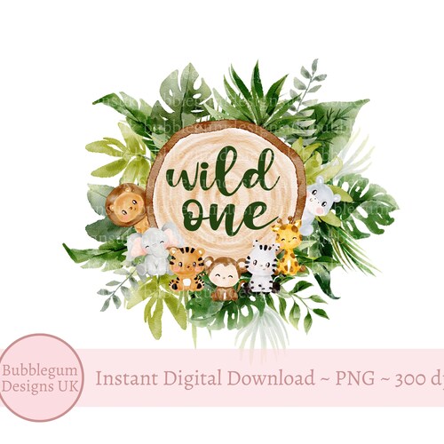 Pink Wild One Baby Safari Animals PNG 1st Birthday T Shirt - Etsy