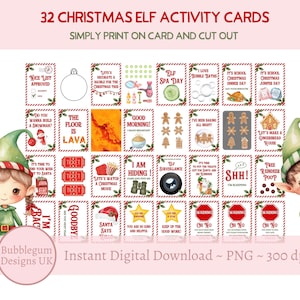 Kit d'activités elfes de Noël, 32 accessoires de lutins de Noël, activités lutins à imprimer, accessoires lutins à imprimer, lettres elfes, JPG, téléchargement immédiat