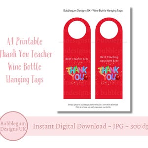 Etichetta per bottiglia di vino per insegnanti in formato A4, JPG, etichetta da appendere, etichetta per bottiglia di fine semestre, design per etichetta da vino, regalo per insegnanti, download digitale istantaneo