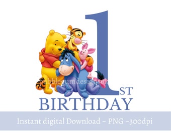 Winnie The Pooh 1 Birthday Png Etsy France