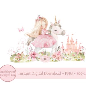 Rosa Prinzessin & Schloss PNG, Prinzessin Geburtstag Sublimationsdesign, Mädchen Geburtstag T-Shirt, Prinzessin Geburtstagskarte, sofortiger digitaler Download