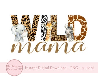 Wilde Mama Baby Safari Tiere PNG, Aquarell Baby Tiere, 1