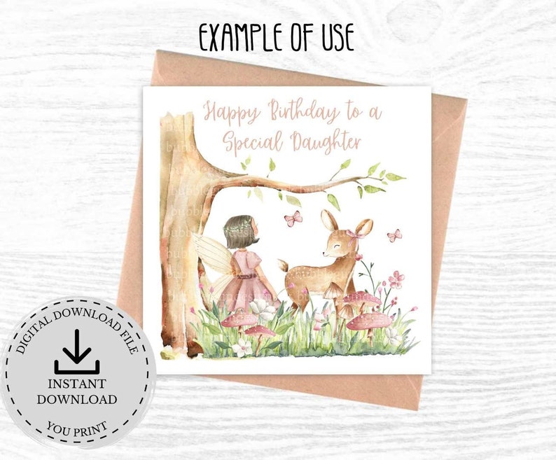 Fairy & Deer Woodland PNG, Baby Deer Sublimation Design,Fairy Birthday Design, Whimsical Woodland, Fairies, Instant Digital Download image 2