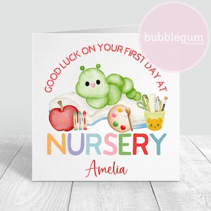 ¡Buena suerte en tu primer día en la guardería! Diseño de sublimación de oruga, PNG, Inicio de clases, Tarjeta de regreso a clases, Descarga digital instantánea.