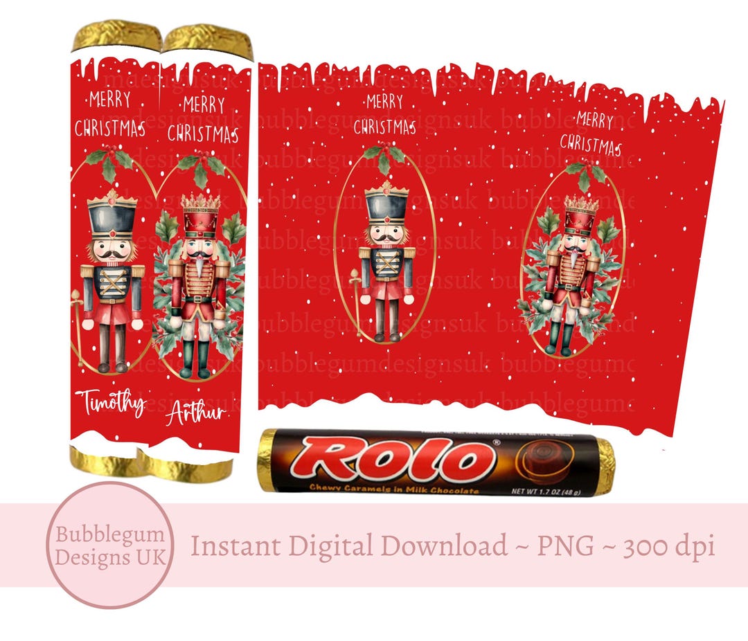 Christmas Nutcracker Rolo Wrappers, Printable Chocolate Candy Wrappers ...