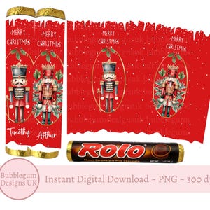 Embrulhos de quebra-nozes de Natal, Embrulhos de doces de chocolate para impressão, PDF para impressão em A4, Presente de Natal, Download digital instantâneo