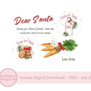 Milk & Cookies For Santa PNG, projekt sublimacji na tablicy w Wigilię Bożego Narodzenia, smakołyki na tablicy Świętego Mikołaja, marchewki dla reniferów, natychmiastowe pobieranie cyfrowe