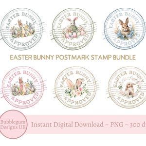 Easter Bunny Mail Postmark Stamp Set PNG, Bunny Rabbit Stamps, Stickers, Easter Bunny Letter, Easter Post Mark, Instant Digital Download