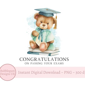 Conception de sublimation d'ours de remise des diplômes, sublimation de tasse, ours en peluche de remise des diplômes, félicitations pour avoir passé vos examens, téléchargement numérique instantané