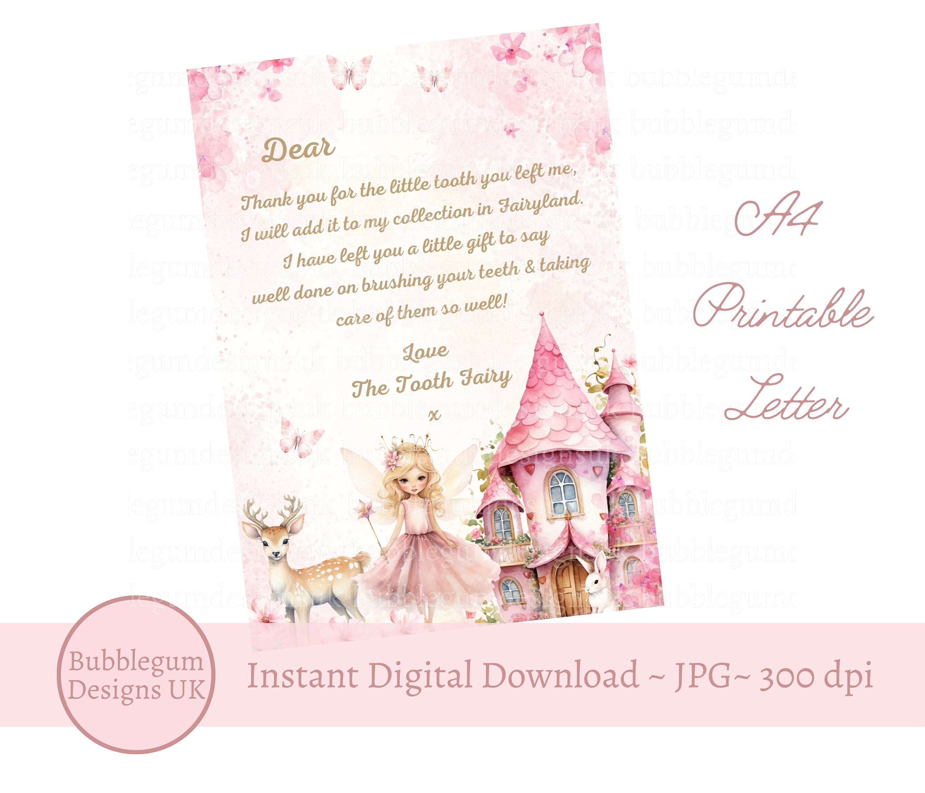 A4 Tooth Fairy Letter, Lost Tooth Note, Fairy Note, Pillow Note Fairies ...