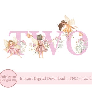 Pink Fairy Wildflower twee PNG, feeën sublimatie ontwerp, Fairy verjaardagsfeestje decor, grillige Fairy Party, instant digitale download