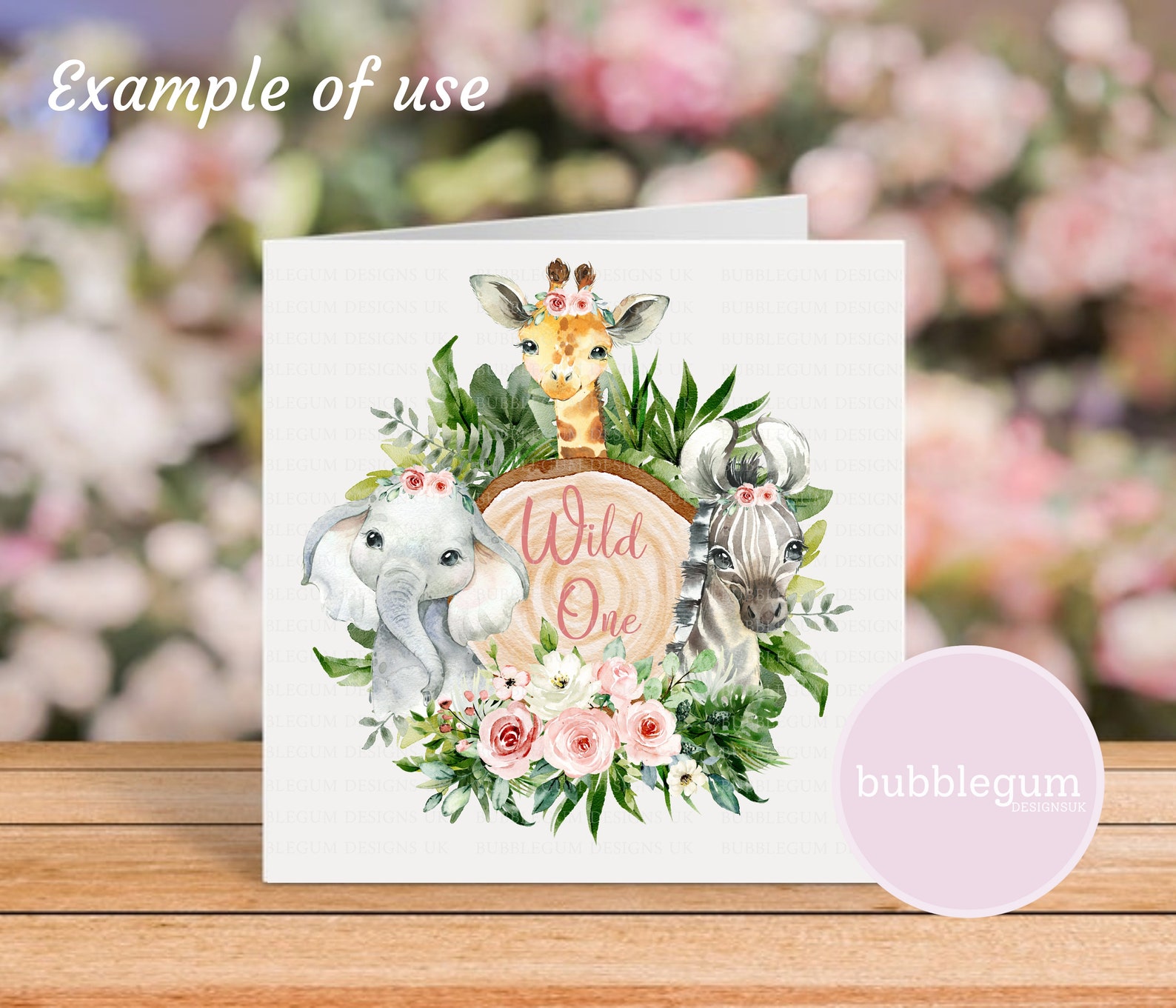 Wild One Baby Safari Animals Log Slice PNG Watercolor Baby - Etsy