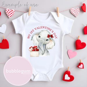 Mon 1er PNG d'éléphant de la Saint-Valentin, conception de sublimation, coeurs rouges, première Saint-Valentin, sublimation d'éléphant, téléchargement numérique instantané,