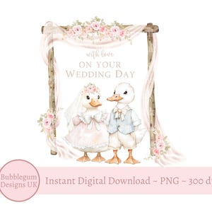 An Ihrem Hochzeitstag PNG, Braut & Bräutigam Gans Sublimationsdesign, Hochzeitskartendesign, Hochzeitsgänse Clipart, sofortiger digitaler Download