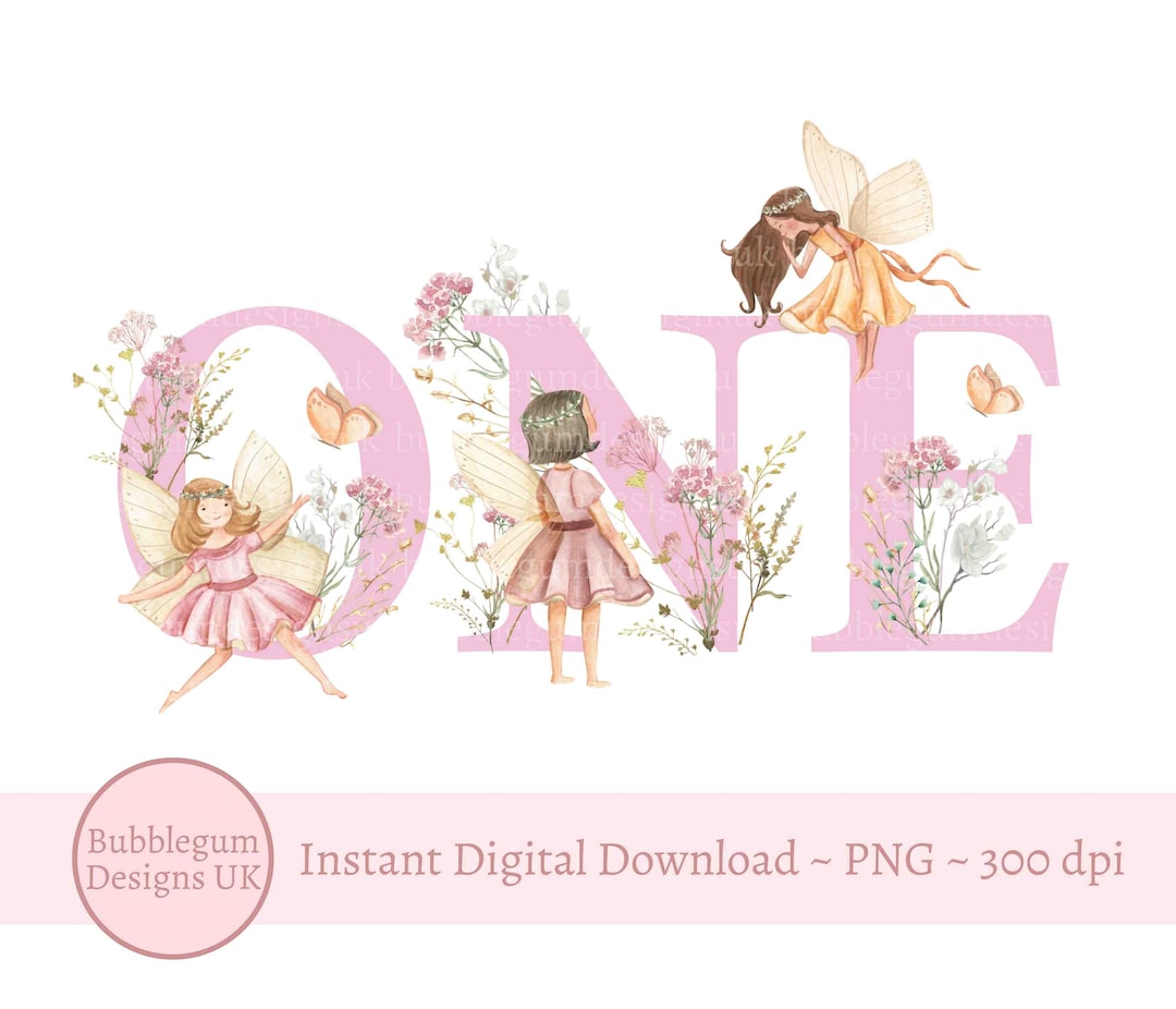 Pink Fairy Wildflower One PNG, Fairies Sublimation Design, Fairy