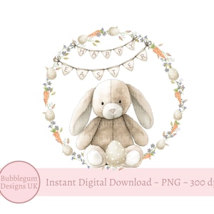 Happy Easter Cute Bunny Wreath, PNG, Happy Easter Sublimation Design, First Easter Baby T Shirt Design, Instant Digital Download