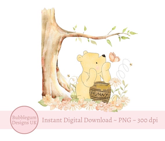 Borsa Tote Mamma Orso Winnie The Pooh &ndash; Tela Naturale Con Pentola Miele Per Baby Shower