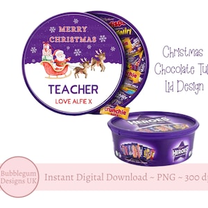 Frohe Weihnachten Lehrer Schokolade Wannendeckel Design, PNG, druckbare Praline Wannendeckel, Weihnachtsaufkleber, Sofortiger digitaler Download